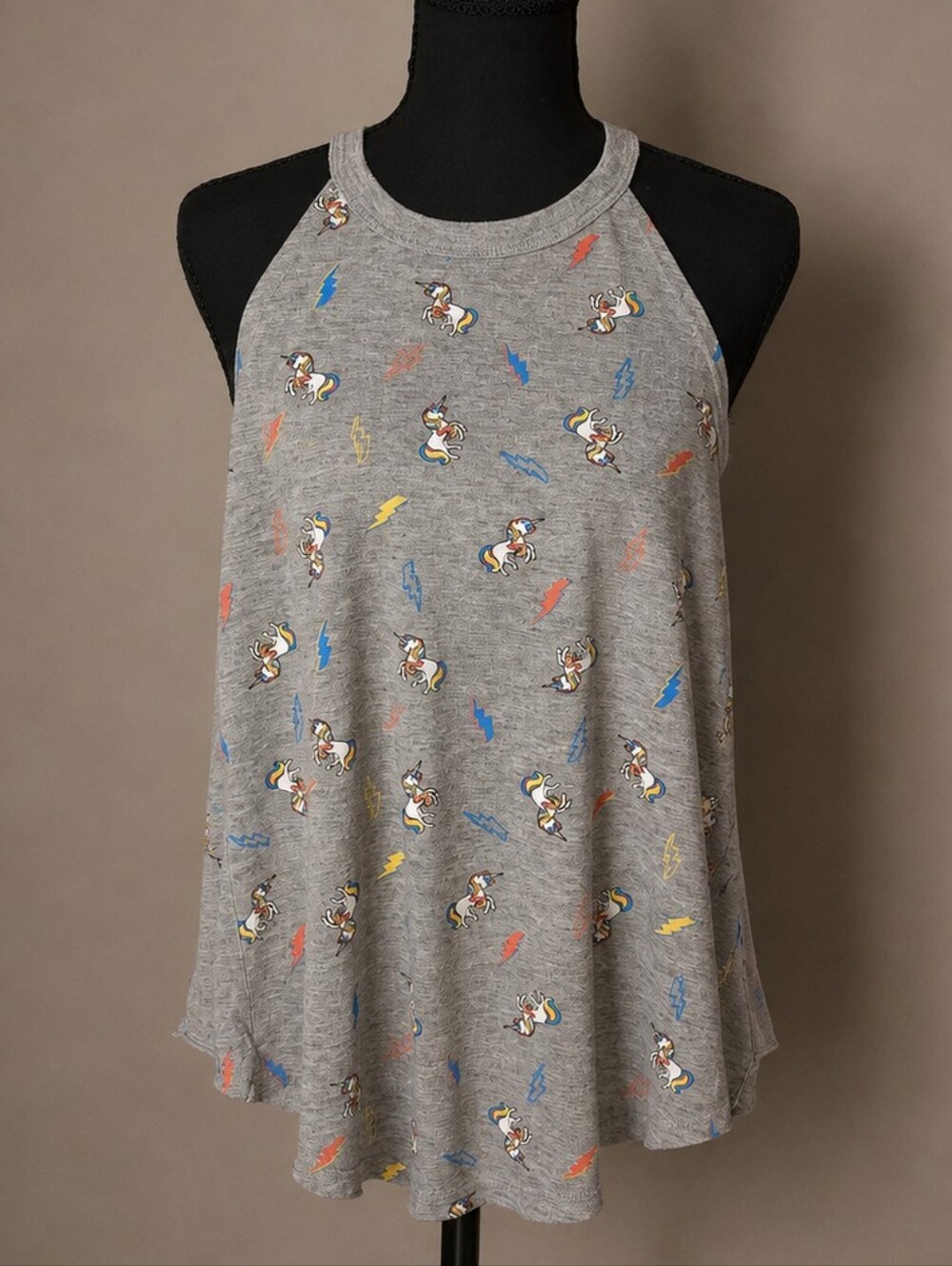 Modern Lux Gray Unicorn Print Tank Top